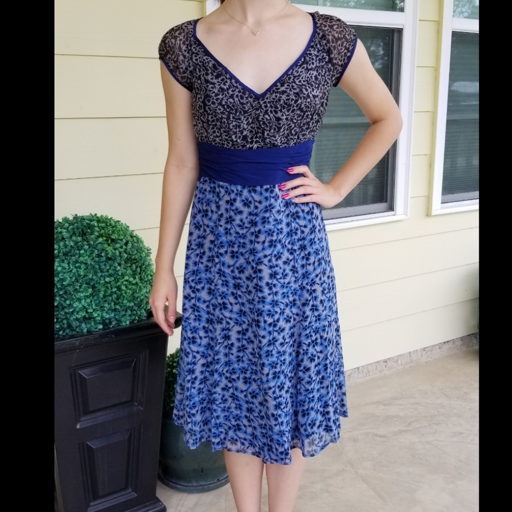 Anthropologie Viola silk Conundrum Navy dress